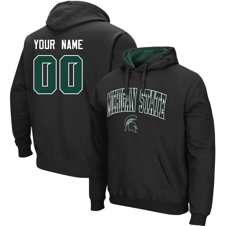 Custom Michigan State Spartans Name And Number College Hoodie-Black - Click Image to Close